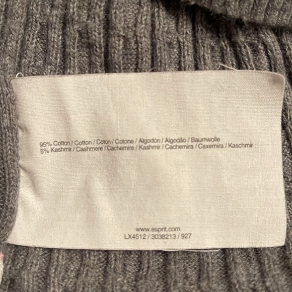 ESPRIT Classic Scoop Neck Grey Cotton and Cashmere Sweater. Size Small. - Picture 8 of 9